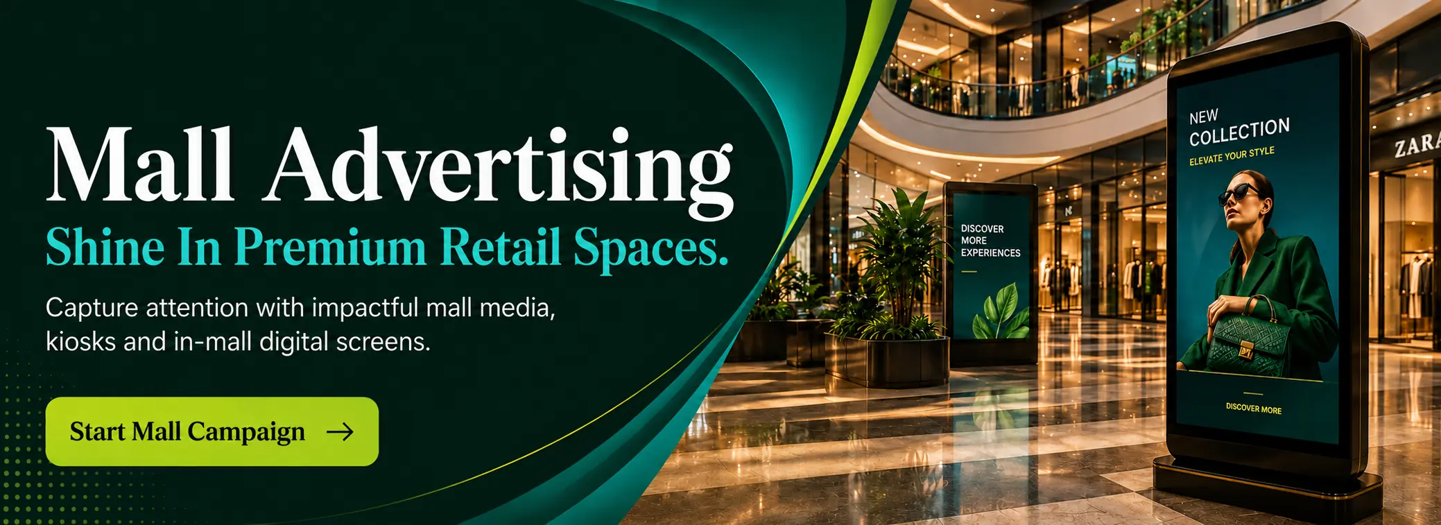 Mall advertising and retail media campaigns